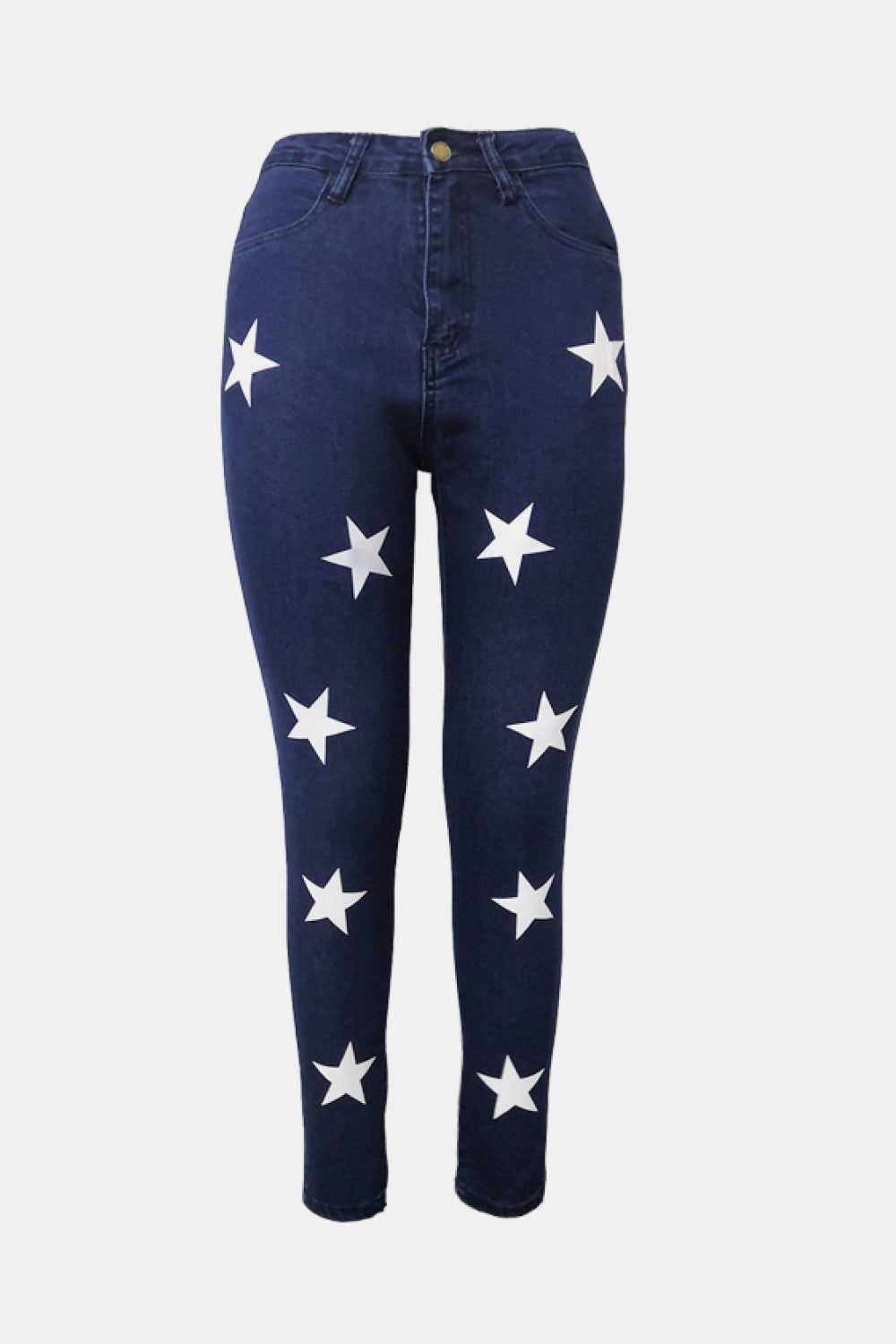 Star Print High-Waisted Jeans