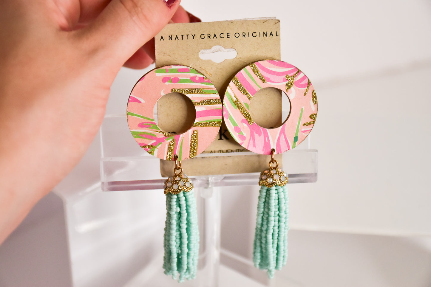 HANDMADE IN HOUSE - Tropical Pink Tassel Earrings