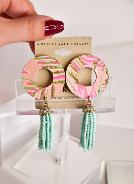 HANDMADE IN HOUSE - Tropical Pink Tassel Earrings