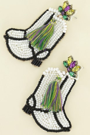 Second Line Western White Mardi Gras Cowgirl Boot
