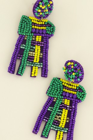 Mardi Gras Parade Ladder Beaded Earring
