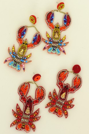 Jeweled Crawfish Beaded Earring (ONLY RED AVAILABLE)