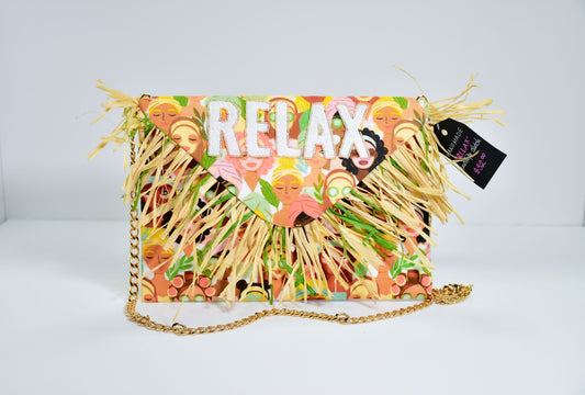 "Relax" Handmade Envelope Clutch - Collar and/or Key Fob Bundle