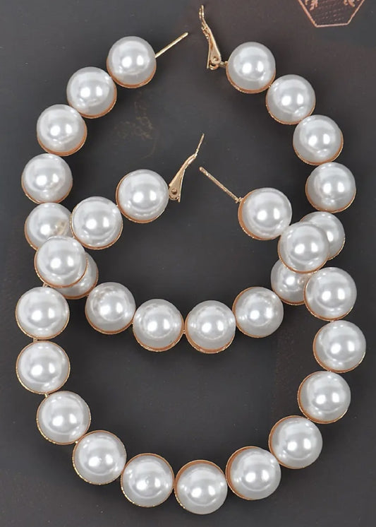 Pearls On Pearls Jumbo Hoops